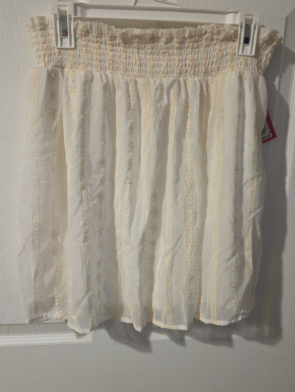 Xhilaration Cream Eyelet Smocked Mini Skirt